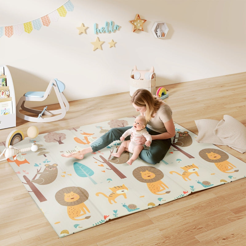 Baby Play Mat, Foldable Double-Sided Crawling Mat, Multi-Coloured