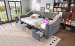 Upholstered Sofa Bed 90x190cm USB Charging Armrest Storage Drawer Light Grey Velvet