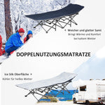 Camping Bed, Foldable with Pillow, Side Pocket, 150 kg Capacity, Oxford Dark Blue