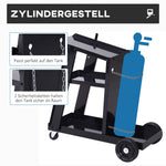 DURHAND Welding Cart, 3 Shelves, Safety Chain, Steel, Black