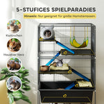 Small Animal Cage, 5 Levels, Non-Slip Ramps, Hammock, Dark Grey