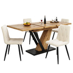 Extendable Dining Table with Internal Leaves and Seats 4-6, Wood Grain Finish
