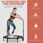 Mini Trampoline, LCD Monitor, 4-Way Adjustable Handlebar, Black/Blue