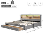 Upholstered Daybed, Extendable with 2 Drawers & USB, Grey Velvet