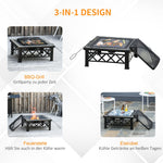 Fire Bowl 3-in-1 with Spark Guard & Grill Grate, Black