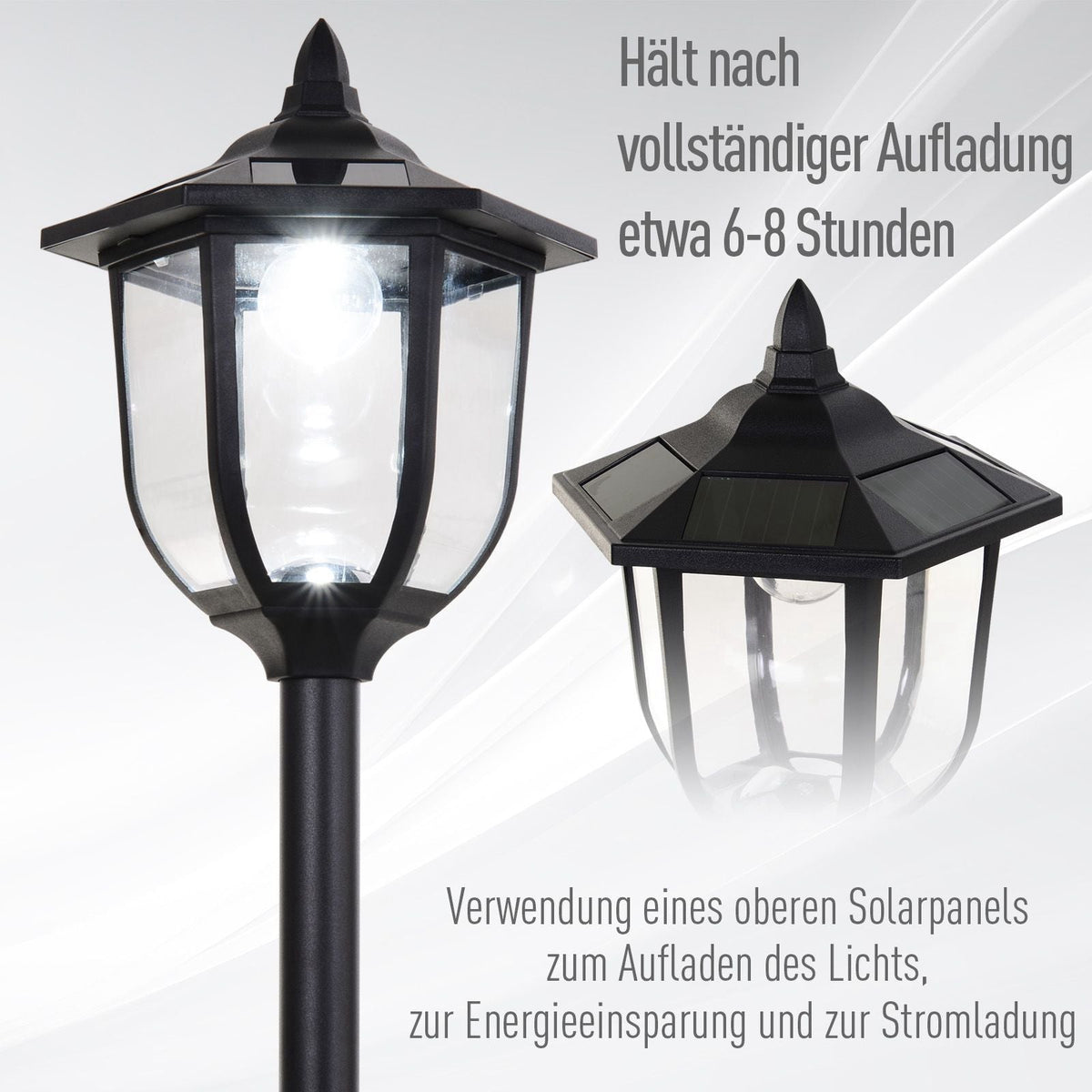 Solar Garden Light LED Lantern 30/60 Lumens, Black Plastic