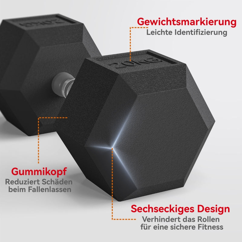 Dumbbell Knurled Handle 1x20kg Cast Iron