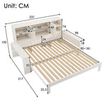 Storage Bed with Pull-out Bed, Double Doors and USB Ports, 90x200cm, White Wood