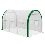 Foil Greenhouse Tunnel, 3.58 x 2.1 x 2.1 m Roller Door, Galvanized Steel, White