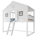 House Bed, Stairs, Safety Rail & Gate, Pine & MDF, White & Grey
