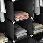 Fabric Wardrobe, Folding, 3 Drawers, Black
