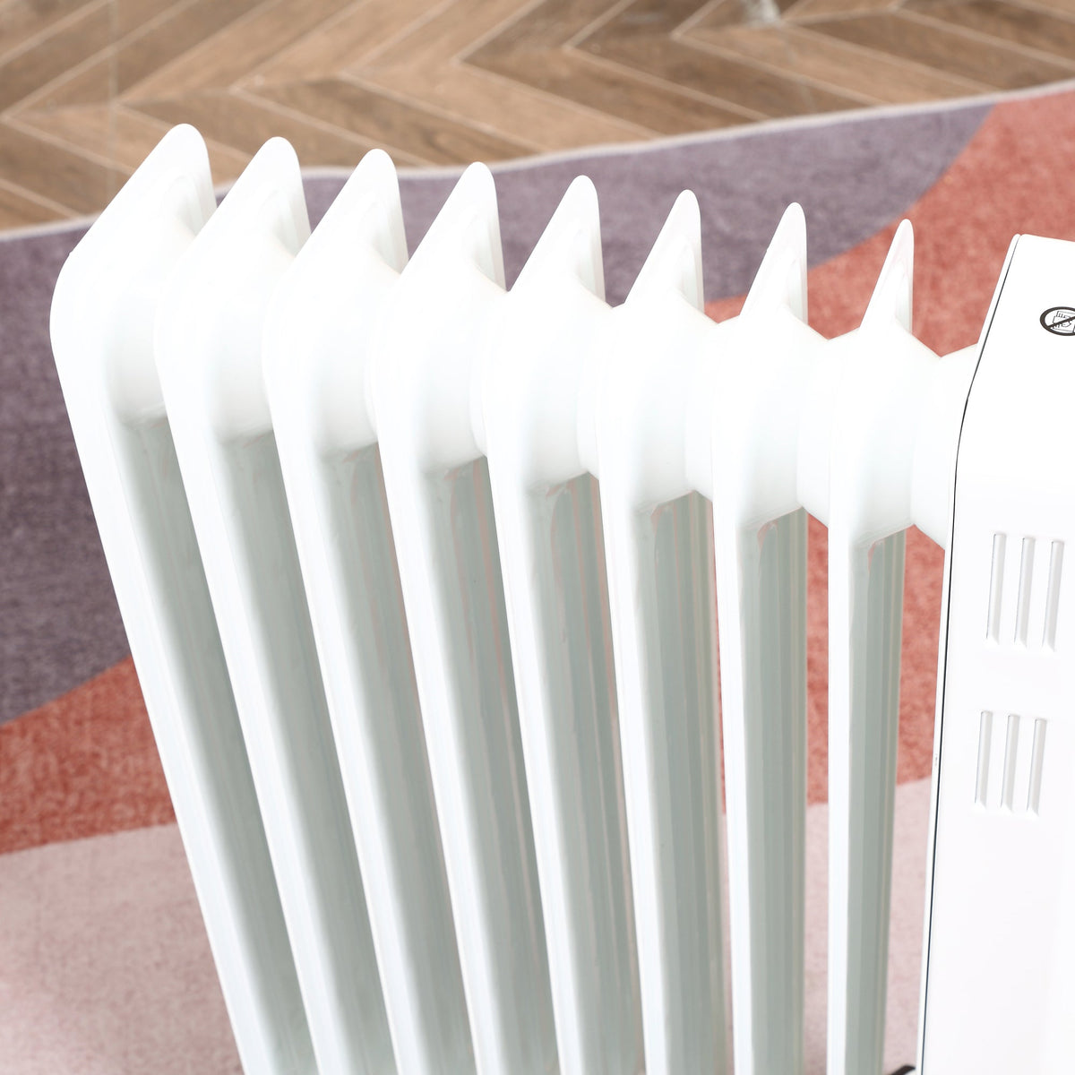 Oil Radiator Electric Heater, Portable, 3 Heat Settings, 24-Hour Timer, White Steel