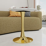 Coffee Table Round Marble Top Mid-Century Modern Style 27.6-inch Golden
