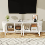 TV Cabinet Lowboard Glass Doors Storage Gold Handles/Legs