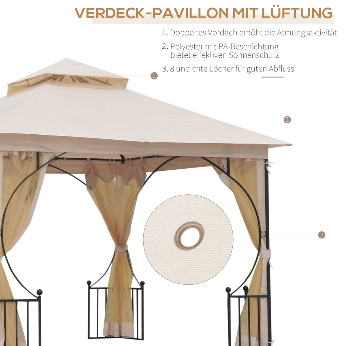 Garden Tent Double Roof Mosquito Net 295x295x275cm Polyester Beige/Black