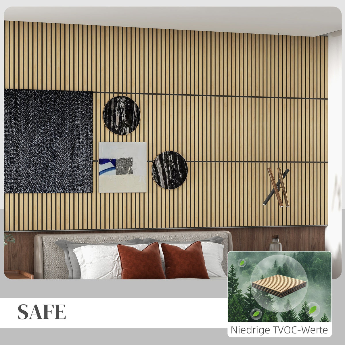 Acoustic Panels, 4pc 60x60cm 3D Wall Panels, Oak