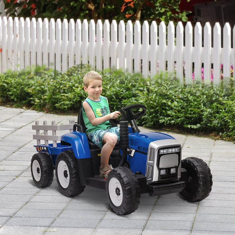 Children's Electric Car with Trailer and Remote Control, Ages 3-6, Blue
