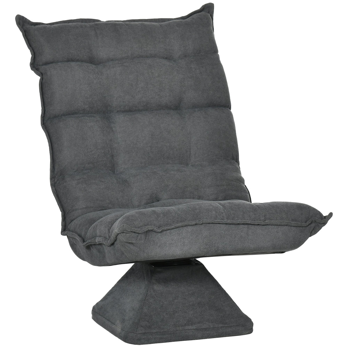 Floor Chair/Sofa, Adjustable Backrest Swivel Recliner Cushion, Grey Microfiber
