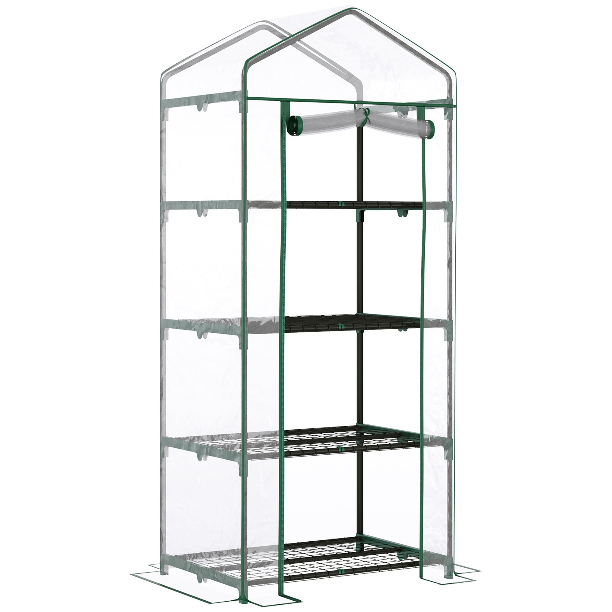 Foil Greenhouse Cold Frame, 4 Shelves 70x50x160cm, Green