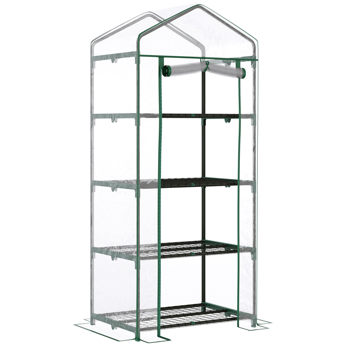 Foil Greenhouse Cold Frame, 4 Shelves 70x50x160cm, Green
