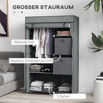 Fabric Wardrobe, Folding with Drawers & Clothes Rail, Dark Grey Non-Woven Fabric