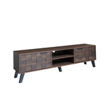 Modern TV Cabinet 2 Doors 2 Open Compartments 160.5cm - Dark Wood Grain
