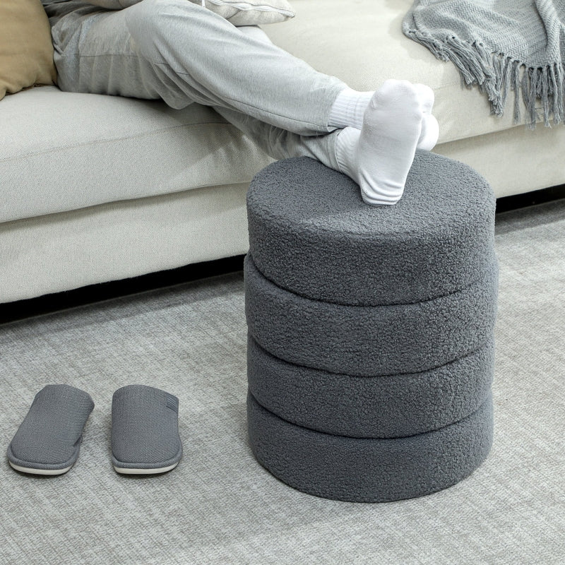 Stool, Round Teddy Fleece, 120 kg, Dark Grey