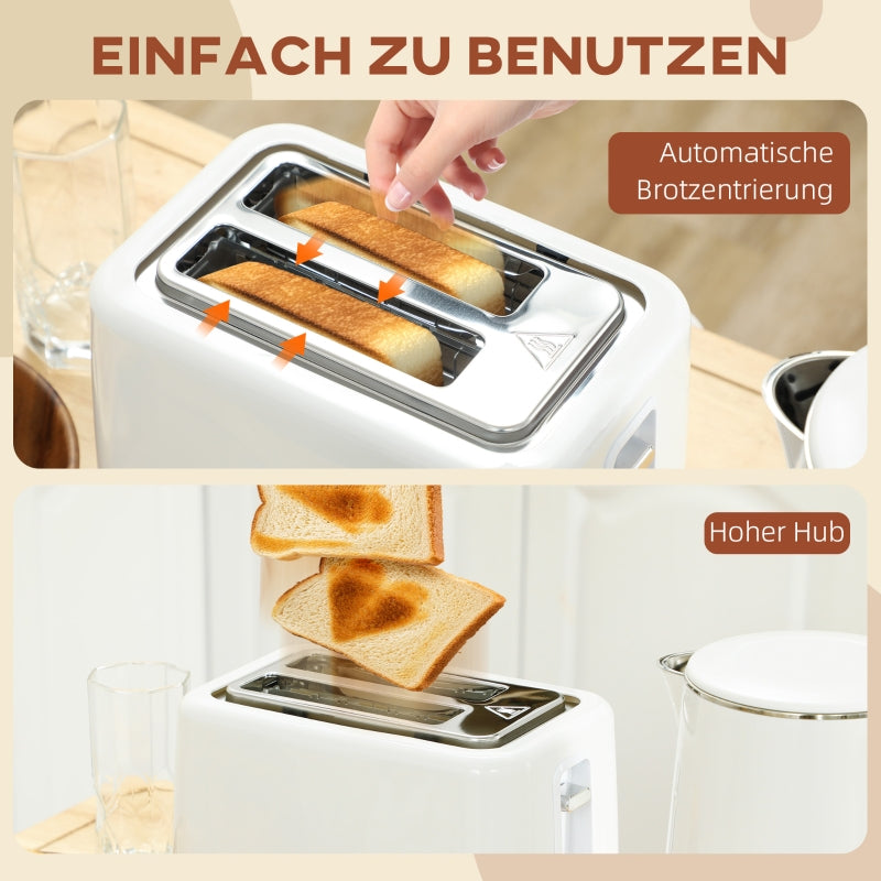 Kettle Toaster Set, 1.5L, 2 Slices, 2200W, White