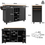 Modern Kitchen Island 102cm Dining Cart Storage - Black