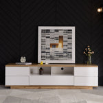 TV Cabinet Modern Color-Block 180cm Wood Grain Finish White