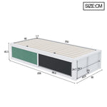 Wooden Bed 90x200cm Hydraulic Writing Surface Storage - White