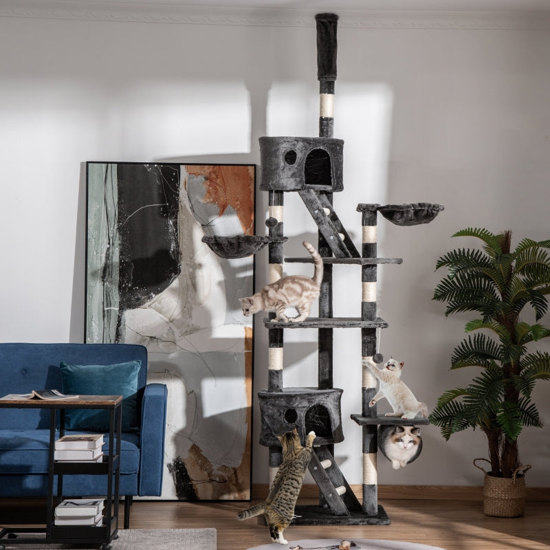 Cat Scratching Post, Ceiling Height, Sisal Rope, Dark Grey