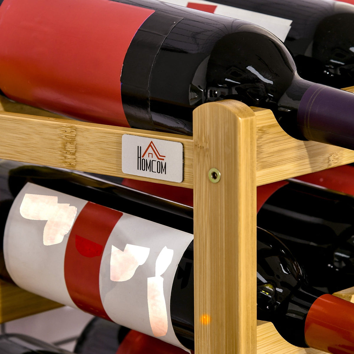 Bamboo Wine Rack, 16 Bottles, Natural Wood