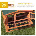 Small Animal Hutch, Indoor Outdoor with Tray & Ramp, Fir Wood, Orange
