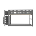 Low Bunk Bed, 140x200cm Safety with Storage, Wooden, Grey