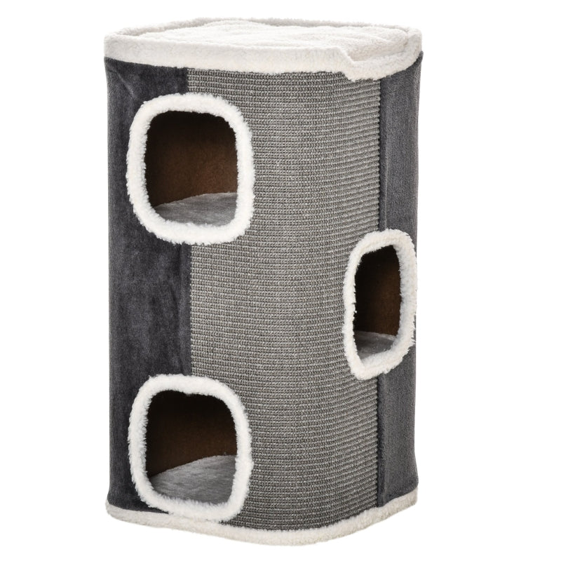 Cat Tree Scratching Barrel 3-Level Sisal Grey+White