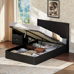 Modern Bed with Hydraulic Lift & Storage, 140x200 cm - Black