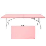 Folding Table 243.9cm Heavy Duty Portable Pink