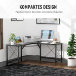 L-shaped Corner Computer Desk, 150x150x76cm Modern Office/Home Desk, Black MDF