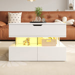 Coffee Table, Height-Adjustable with 16-Color Lighting, Glass & Acrylic