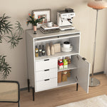 Sideboard with 3 Drawers 1 Glass Door Storage 85x40x120cm - Wooden