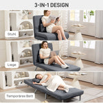 Upholstered Armchair, 2-in-1 Sleeper Guest Bed, Fabric, Dark Grey