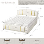 Double Bed 160x200cm with USB, LED & 4 Drawers, Dark Gray Linen