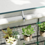 Greenhouse Pent Roof Double Doors Shelves Winterproof 144x48x152cm Foil Steel, White