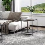 Side Table, 2-Tier Coffee Table, 40 x 40 x 50 cm, Tempered Glass Steel, Black
