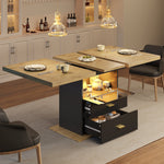 Extendable Dining Table with LED Lighting and Seating for 6 People, Wood Finish