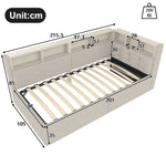 Daybed 90x200cm with Hydraulic Storage & LED, Beige Linen