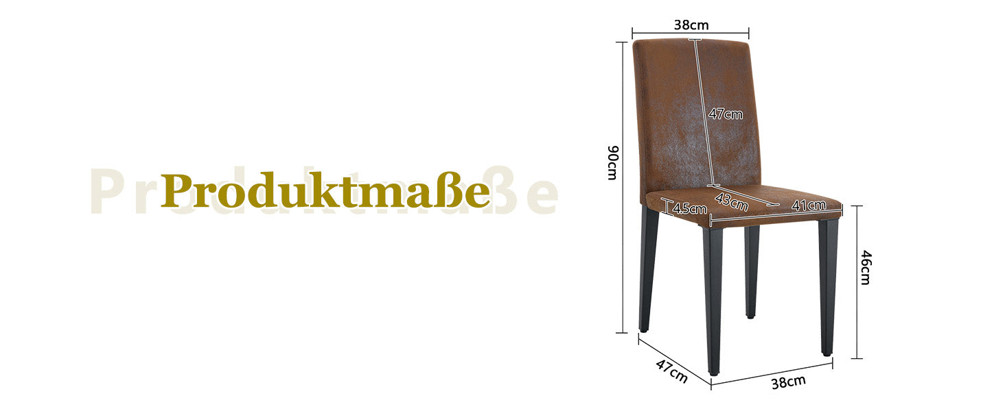 Minimalist Dining Chairs Set of 2 with Metal Legs, Brown Woven Fabric