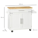 Kitchen Trolley Serving Cart Worktop Spice Rack Towel Rail White