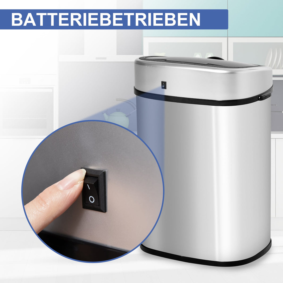 Trash Can 58L Automatic Waste Bin with Infrared Sensor, Stainless Steel Silver